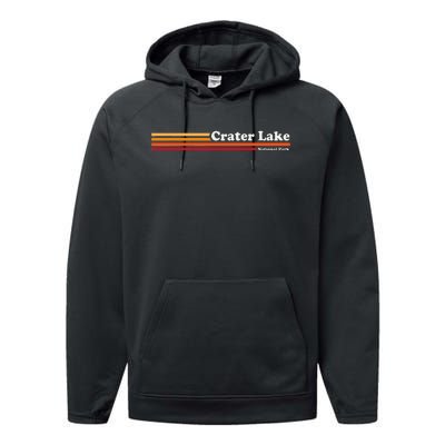 1980s Graphic Style Crater Lake National Park Performance Fleece Hoodie