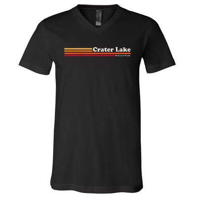 1980s Graphic Style Crater Lake National Park V-Neck T-Shirt