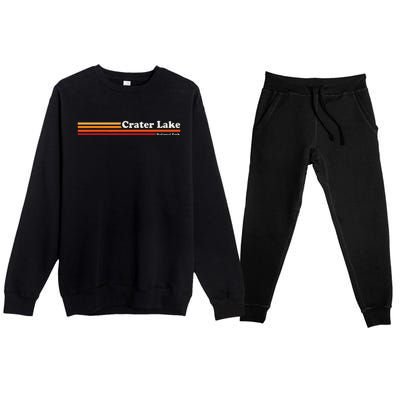 1980s Graphic Style Crater Lake National Park Premium Crewneck Sweatsuit Set