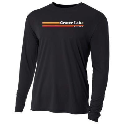 1980s Graphic Style Crater Lake National Park Cooling Performance Long Sleeve Crew