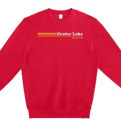 1980s Graphic Style Crater Lake National Park Premium Crewneck Sweatshirt