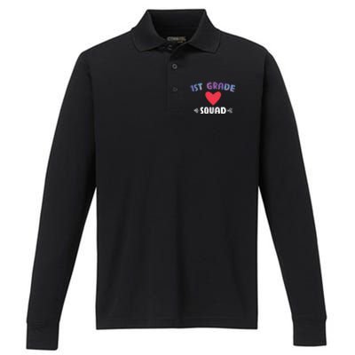 1St Grade Squad 1St Grade Cool Gift Performance Long Sleeve Polo