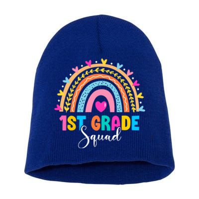 1St Grade Squad Back To School Rainbow Teachers First Grade Cool Gift Short Acrylic Beanie