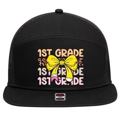 1st Grade Squad First Grade Team 1st Day Of School 7 Panel Mesh Trucker Snapback Hat