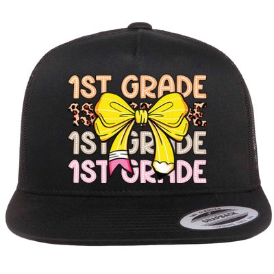 1st Grade Squad First Grade Team 1st Day Of School Flat Bill Trucker Hat