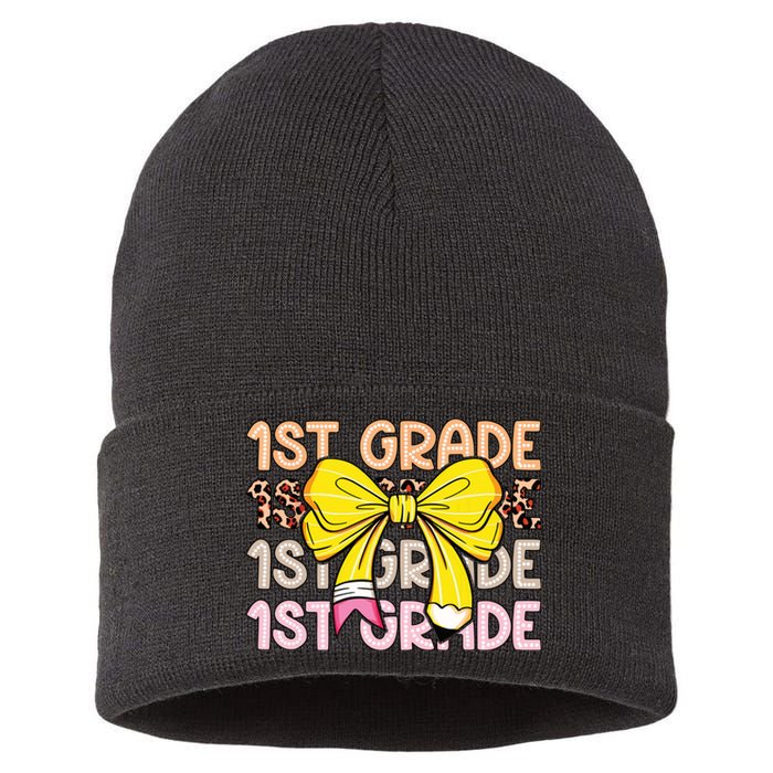 1st Grade Squad First Grade Team 1st Day Of School Sustainable Knit Beanie