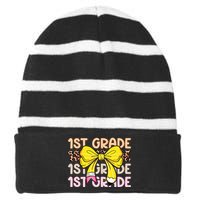 1st Grade Squad First Grade Team 1st Day Of School Striped Beanie with Solid Band