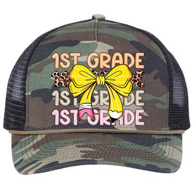 1st Grade Squad First Grade Team 1st Day Of School Retro Rope Trucker Hat Cap