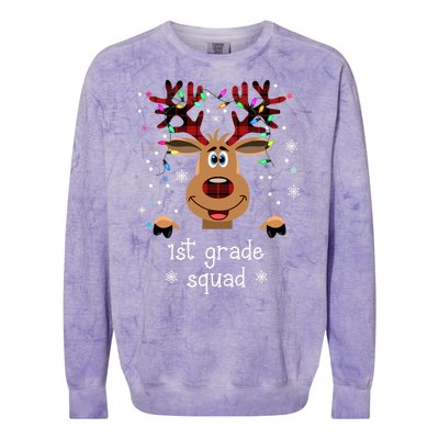 1st Grade Squad Reindeer Christmas Colorblast Crewneck Sweatshirt