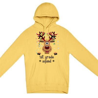 1st Grade Squad Reindeer Christmas Premium Pullover Hoodie