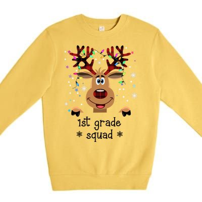 1st Grade Squad Reindeer Christmas Premium Crewneck Sweatshirt