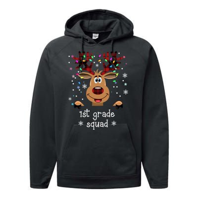 1st Grade Squad Reindeer Christmas Performance Fleece Hoodie