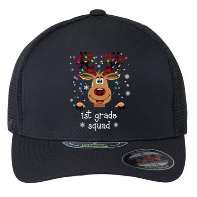 1st Grade Squad Reindeer Christmas Flexfit Unipanel Trucker Cap