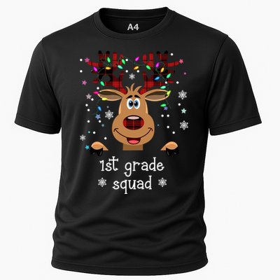 1st Grade Squad Reindeer Christmas Cooling Performance Crew T-Shirt