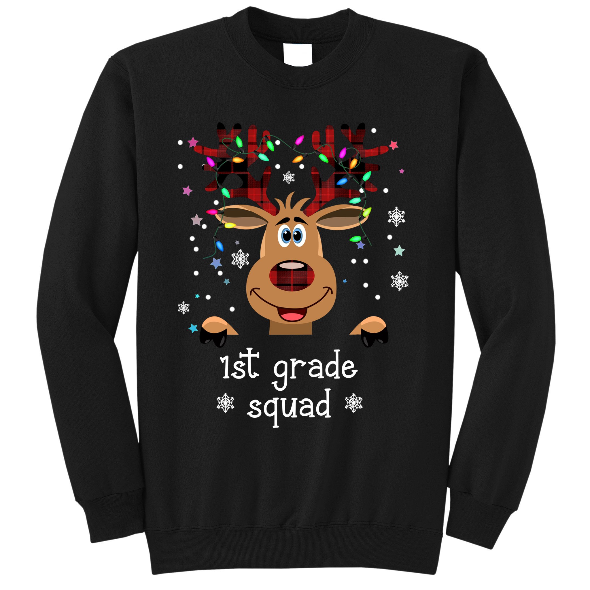 1st Grade Squad Reindeer Christmas Sweatshirt