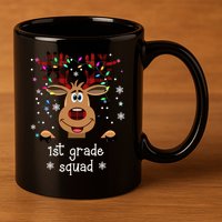 1st Grade Squad Reindeer Christmas 11oz C Handle Ceramic Mug