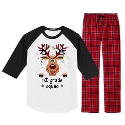 1st Grade Squad Reindeer Christmas Raglan Sleeve Pajama Set