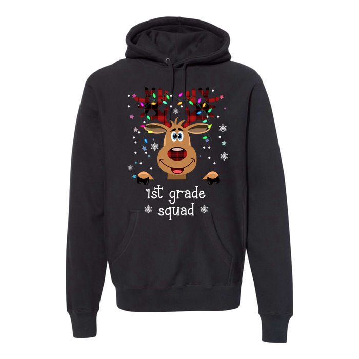 1st Grade Squad Reindeer Christmas Premium Hoodie