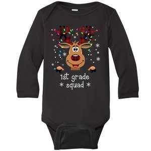 1st Grade Squad Reindeer Christmas Baby Long Sleeve Bodysuit