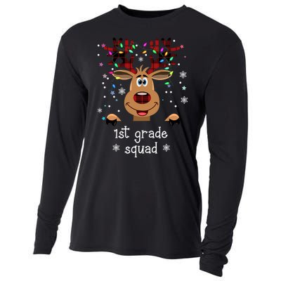 1st Grade Squad Reindeer Christmas Cooling Performance Long Sleeve Crew