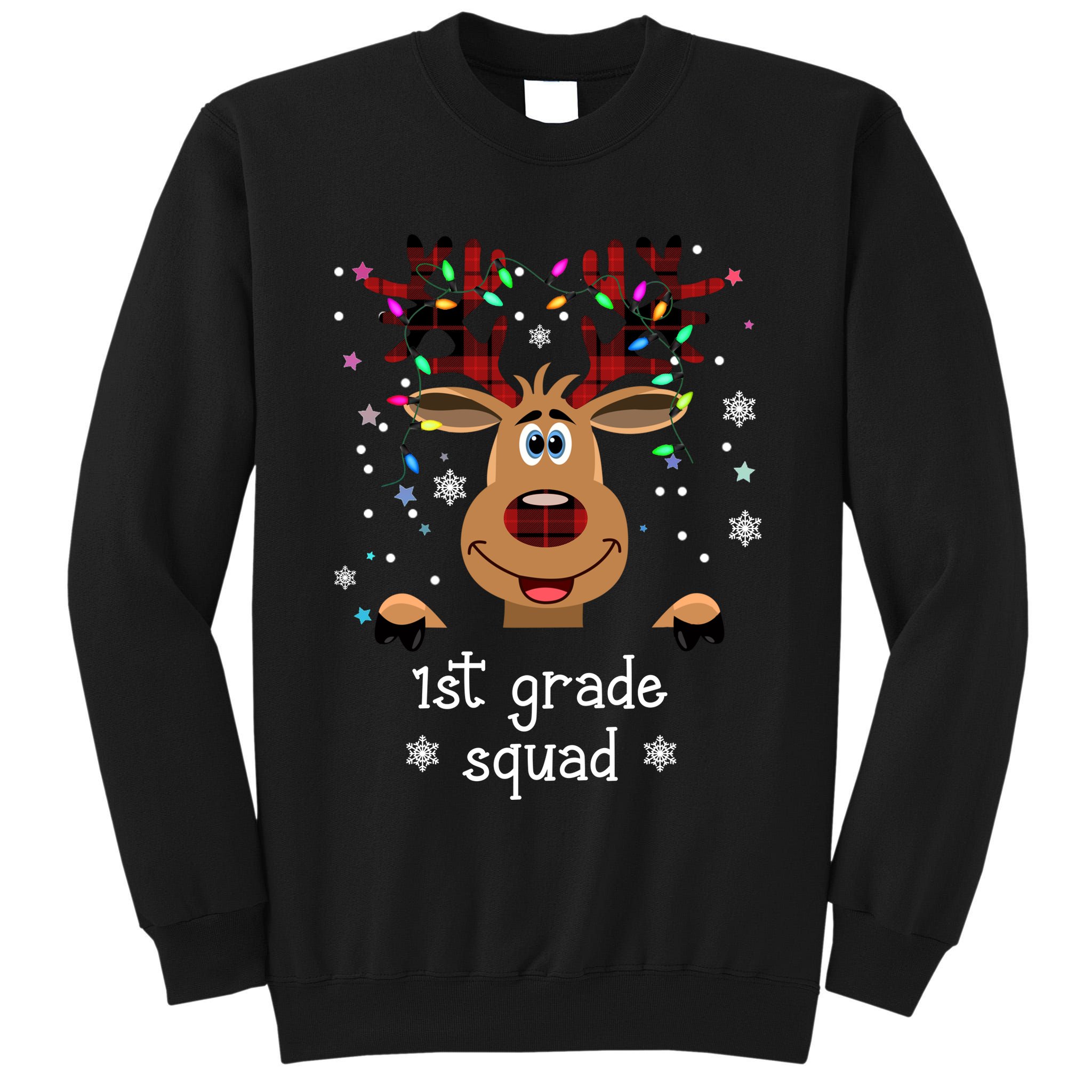 1st Grade Squad Reindeer Christmas Tall Sweatshirt