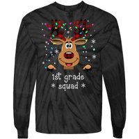 1st Grade Squad Reindeer Christmas Tie-Dye Long Sleeve Shirt