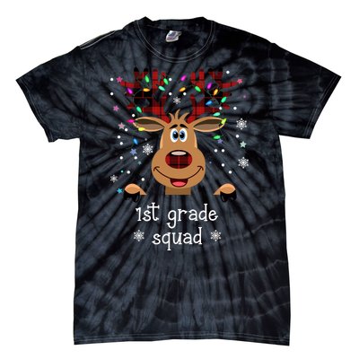 1st Grade Squad Reindeer Christmas Tie-Dye T-Shirt