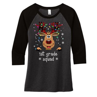 1st Grade Squad Reindeer Christmas Women's Tri-Blend 3/4-Sleeve Raglan Shirt