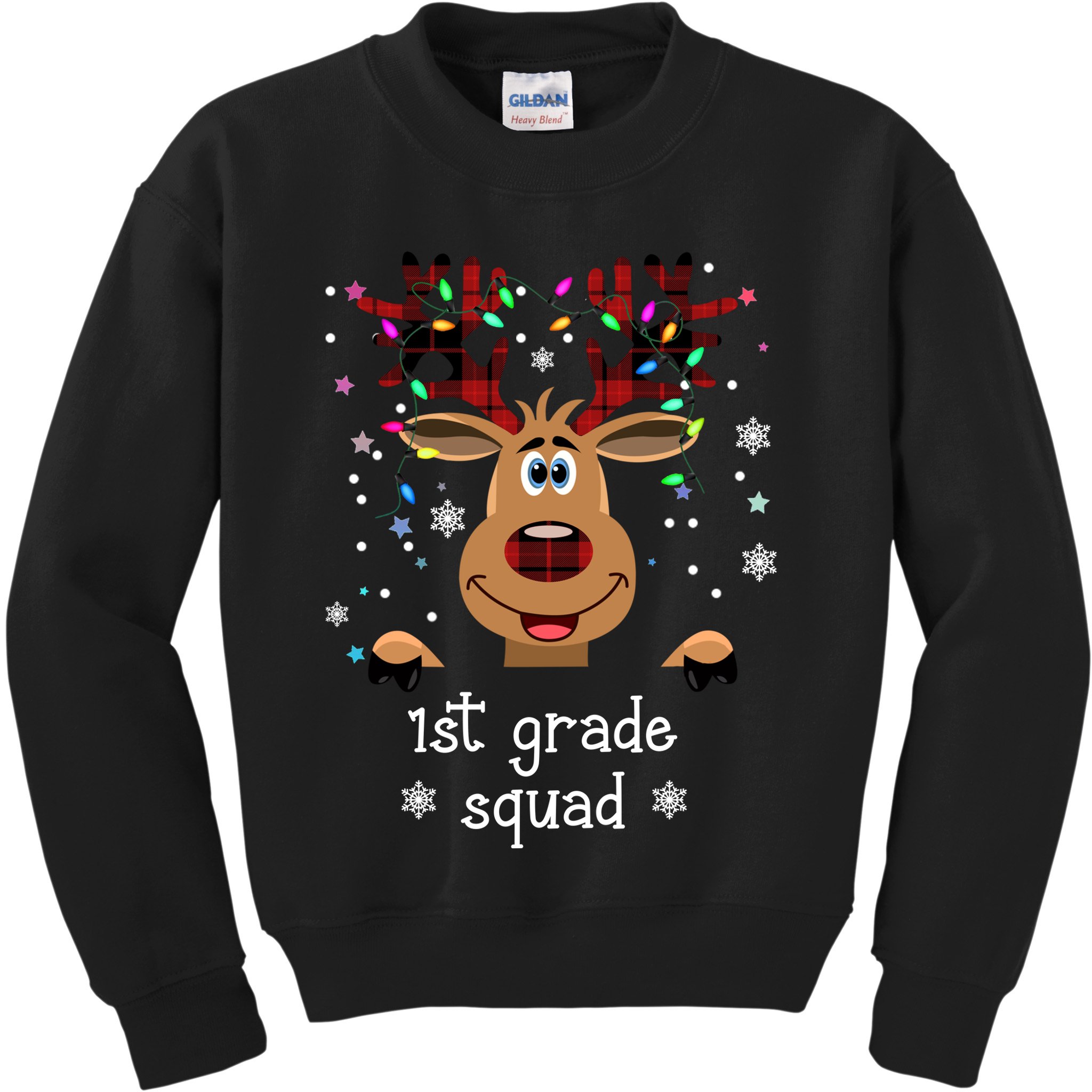 1st Grade Squad Reindeer Christmas Kids Sweatshirt