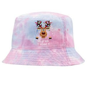 1st Grade Squad Reindeer Christmas Tie-Dyed Bucket Hat