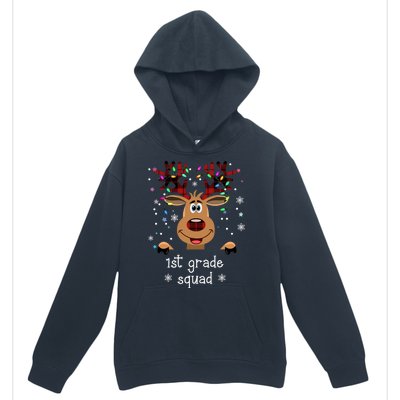 1st Grade Squad Reindeer Christmas Urban Pullover Hoodie