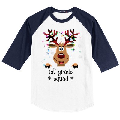 1st Grade Squad Reindeer Christmas Baseball Sleeve Shirt