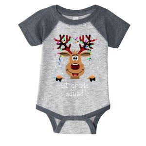 1st Grade Squad Reindeer Christmas Infant Baby Jersey Bodysuit