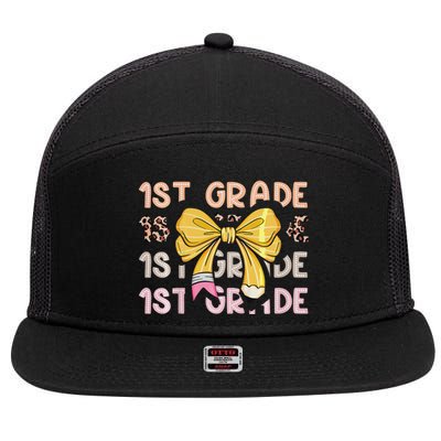 1st Grade Squad First Grade Team 1st Day Of School Gift 7 Panel Mesh Trucker Snapback Hat