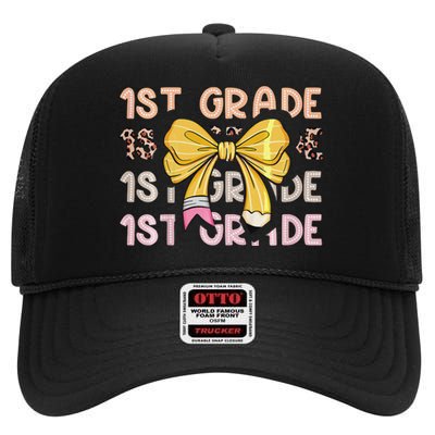 1st Grade Squad First Grade Team 1st Day Of School Gift High Crown Mesh Back Trucker Hat