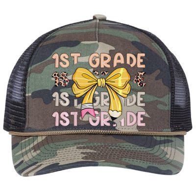 1st Grade Squad First Grade Team 1st Day Of School Gift Retro Rope Trucker Hat Cap