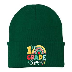 1st Grade Squad Team Funny Back To School Girls Boy Teacher Knit Cap Winter Beanie