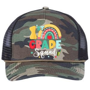 1st Grade Squad Team Funny Back To School Girls Boy Teacher Retro Rope Trucker Hat Cap