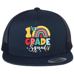 1st Grade Squad Team Funny Back To School Girls Boy Teacher Flat Bill Trucker Hat