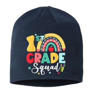 1st Grade Squad Team Funny Back To School Girls Boy Teacher Sustainable Beanie