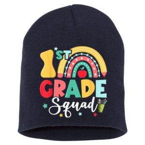 1st Grade Squad Team Funny Back To School Girls Boy Teacher Short Acrylic Beanie