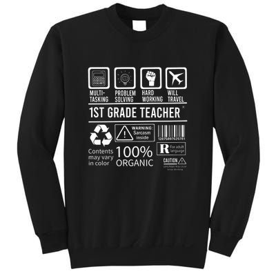 1St Grade Teacher MultiTasking Certified Job Gift First Grade Sweatshirt