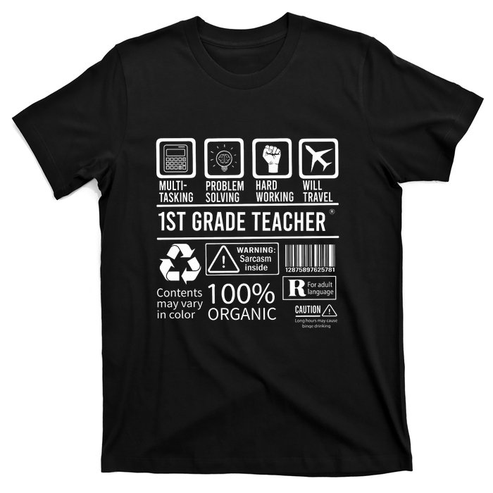 1St Grade Teacher MultiTasking Certified Job Gift First Grade T-Shirt