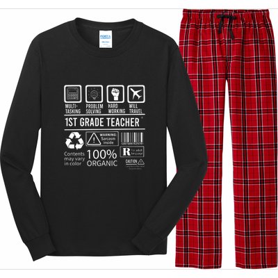 1St Grade Teacher MultiTasking Certified Job Gift First Grade Long Sleeve Pajama Set