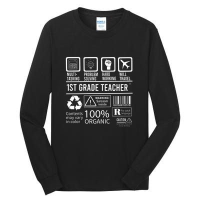 1St Grade Teacher MultiTasking Certified Job Gift First Grade Tall Long Sleeve T-Shirt