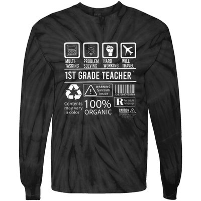 1St Grade Teacher MultiTasking Certified Job Gift First Grade Tie-Dye Long Sleeve Shirt