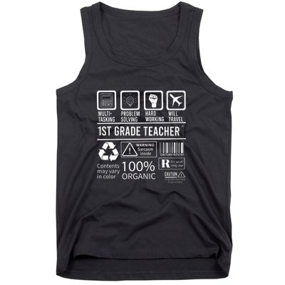 1St Grade Teacher MultiTasking Certified Job Gift First Grade Tank Top