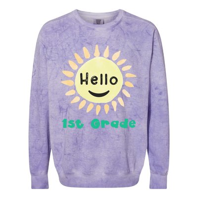 1St Grade Teacher Hello First Grade Team Cool Gift Colorblast Crewneck Sweatshirt