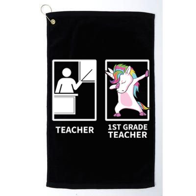 1St Grade Teacher Dabbing Unicorn Gift First Grade Teacher Cute Gift Platinum Collection Golf Towel