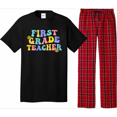 1St Grade Teacher Back To School Groovy First Grade Teacher Cool Gift Pajama Set